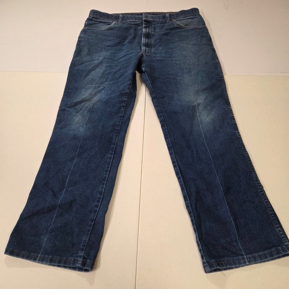 Wrangler Mens 38x30 Blue Jeans Straight Leg Regular Fit Dark Wash 88151NV